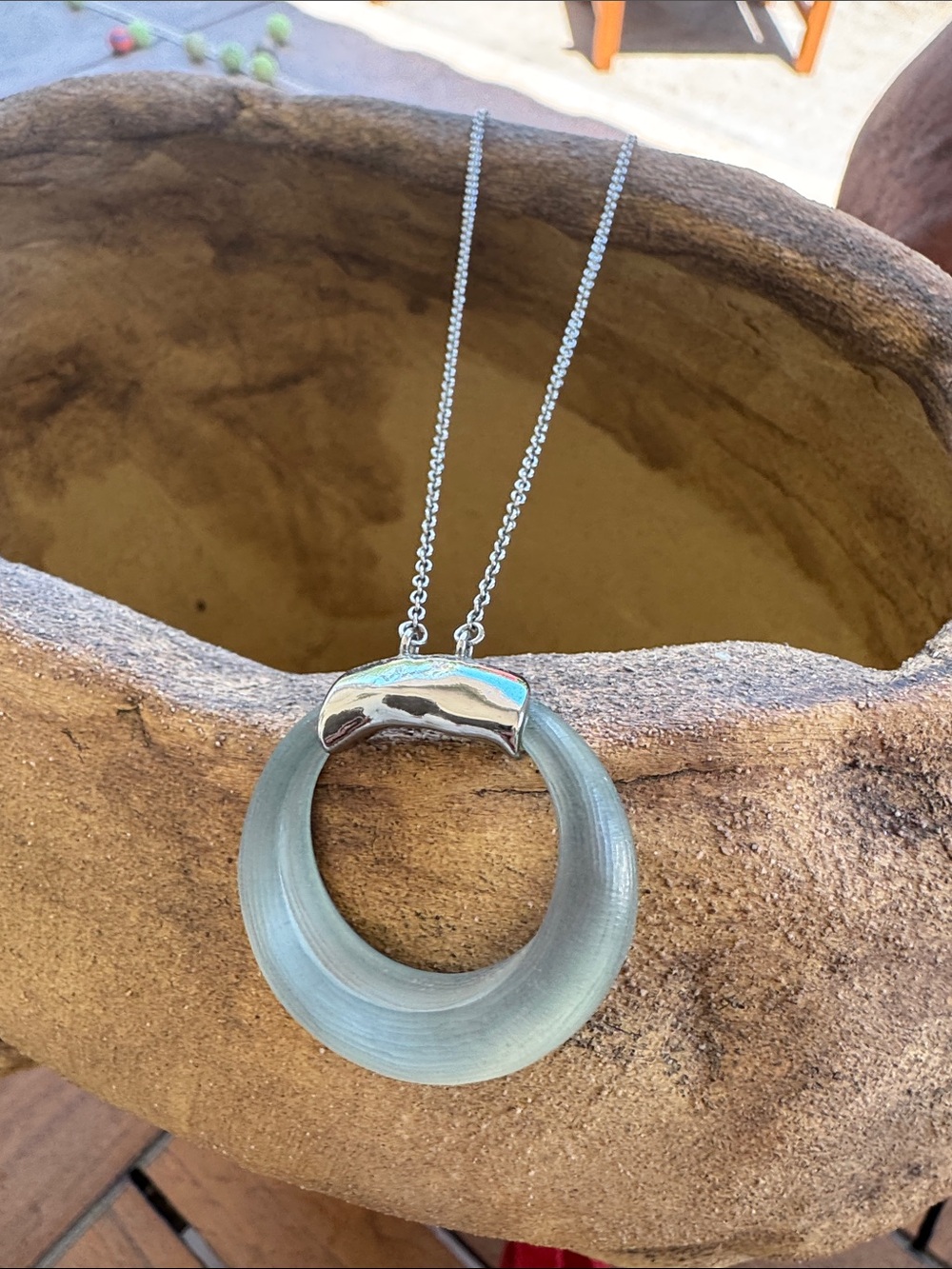 Alexis Bittar Pale Aqua Circular Pendant Necklace - Picture 9 of 9